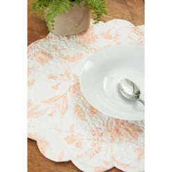 C&F Home Brighton Pink Cotton Quilted Round Reversible Scalloped Dining Tabletop Placemats Set Of 6, 17" -C&F Home GUEST c245805d 5d9b 4aa9 bd8f a5d98f9f78c7