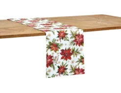 C&F Home Poinsettia Christmas Table Runner 14" X 72"
