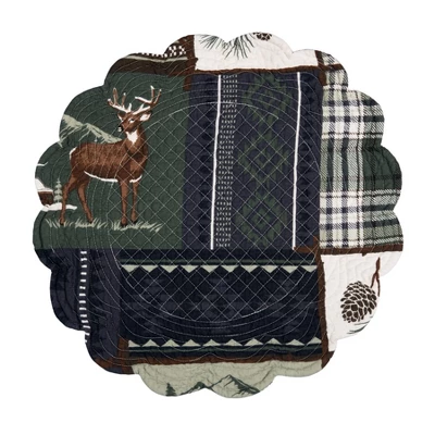 C&F Home Greenstone Pines Round Scalloped Placemats Set Of 6 Black Bear Moose, 17" 4 C&F Home Greenstone Pines Round Scalloped Placemats Set Of 6 Black Bear Moose, 17" - Image 2