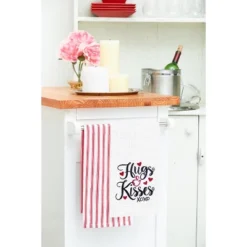 C&F Home Valentine's Day "Hugs & Kisses" XOXO Embroidered Waffle Weave Kitchen Dishtowel