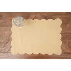C&F Home Yellow Quilted Scalloped Edge Dining Placemats Set Of 6 All Seasons Spring, 13" X 19" -C&F Home GUEST cd0a3255 9b92 4381 9474 e701f946f977
