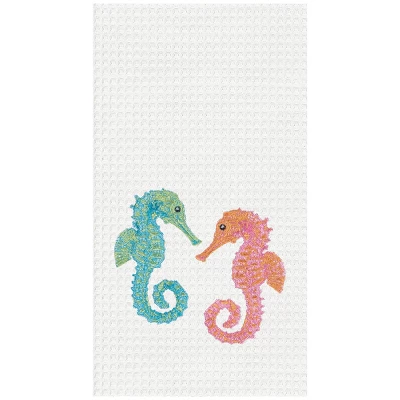 C&F Home Seahorse Duo Embroidered Cotton Waffle Weave Kitchen Towel 4 C&F Home Seahorse Duo Embroidered Cotton Waffle Weave Kitchen Towel - Image 2