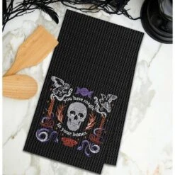 C&F Home Magic In Your Bones Skull Halloween Embroidered Cotton Waffle Weave Kitchen Towel