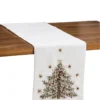 C&F Home Christmas Holiday Embroidered Christmas Tree On White Background Cotton Table Runner 14" X 72"