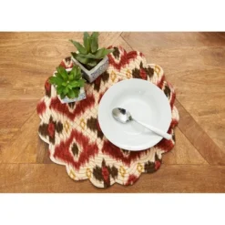 C&F Home Ikat Cotton Quilted Round Reversible Placemats Set Of 6, 17" -C&F Home GUEST d9ac1ae1 b55c 4afc b73b 665847df86c6