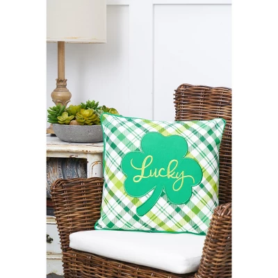 C&F Home St. Patrick's Day "Lucky" Clover Plaid Accent Throw Pillow, 16" X 16" 4 C&F Home St. Patrick's Day "Lucky" Clover Plaid Accent Throw Pillow, 16" X 16" - Image 2