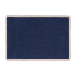 C&F Home Fringed Vintage Indigo Placemats Set Of 6, 14" X 20"