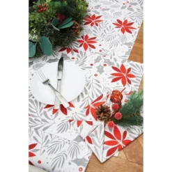 C&F Home Poinsettia Christmas Printed Christmas Winter Table Runner 14" X 72" -C&F Home GUEST dfbbcf7a 04ae 45ef 9c86 03d153b89808