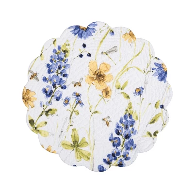 C&F Home Lovely Blues Scalloped Round Single Placemat Floral Design All Seasons, 17" 3 C&F Home Lovely Blues Scalloped Round Single Placemat Floral Design All Seasons, 17"
