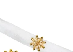 C&F Home Gold Winter Snowflake Decorative Napkin Ring Set Of 4