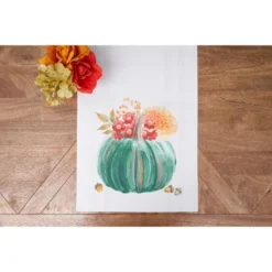 C&F Home Harvest Teal Pumpkin & Flower Leaves 100% Cotton Table Runner 14" X 72" -C&F Home GUEST e6a8ac86 00bf 48e7 af0d 4535d5a463aa