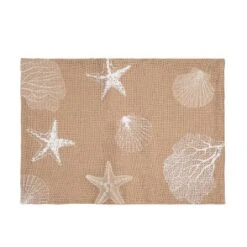 C&F Home Sandy Coast Starfish Coral Shells Placemats Set Of 6 Beach Coastal, 14" X 20"