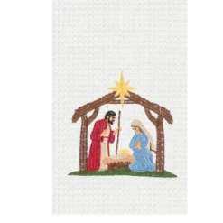 C&F Home Nativity Scene Embroidered Cotton Waffle Weave Kitchen Dishtowel