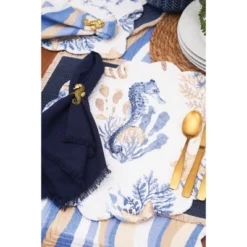 C&F Home Seahorse Sands Reversible Machine Washable Scallop Quilt Round Placemats Set Of 6 -C&F Home GUEST e8df14f7 57e1 44a5 a0db 6e4942a567bd
