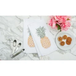 C&F Home Tropical Pineapple Embroidered Waffle Weave Kitchen Dishtowel