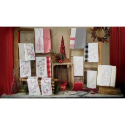 C&F Home "Merry Christmas" Sentiment With Pinecone Flour Sack Kitchen Towel Decor Decoration 27L X 18W In.