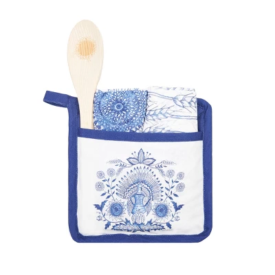 C&F Home Blue Harvest Turkey Potholder S/4 6 C&F Home Blue Harvest Turkey Potholder S/4 - Image 4
