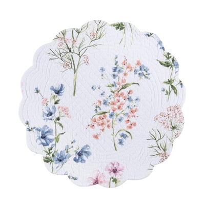 C&F Home Cynthia Round Cotton Quilted Reversible Placemats Set Of 6, 17" 3 C&F Home Cynthia Round Cotton Quilted Reversible Placemats Set Of 6, 17"