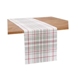 C&F Home Sentiment Red White And Gray Plaid Woven Table Runner 13" X 72" -C&F Home GUEST f5c0aafc a64f 4da6 9465 684caf8375c7