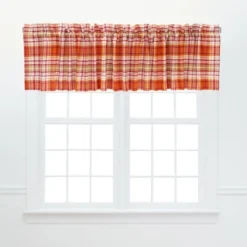C&F Home Briar Plaid Orange Valance Set Of 2