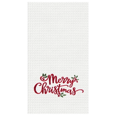 C&F Home Merry Christmas Holly Leaves Waffle Weave Cotton Kitchen Towel 7 C&F Home Merry Christmas Holly Leaves Waffle Weave Cotton Kitchen Towel - Image 5