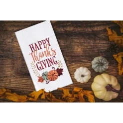 C&F Home "Happy Thanksgiving" Pumpkin Harvest Thanksgiving Machine Washable Cotton Flour Sack Dishtowel