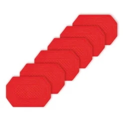 C&F Home Solid Red Octagonal Vintage Design 100% Cotton Set Of 6 Placemats