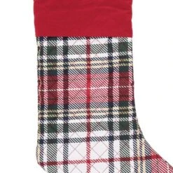 C&F Home 20" Lennox Green Red & White Plaid Embroidered Hanging Large Christmas Stocking