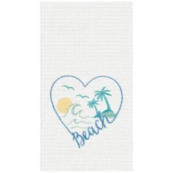 C&F Home Beach Heart Embroidered Cotton Waffle Weave Kitchen Towel -C&F Home GUEST fe4a549c 70da 4714 ad1f 80f62fee4cff