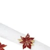 C&F Home Red Poinsettia Napkin Rings Set Of 4