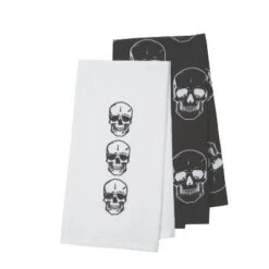 C&F Home Skully Black & White Halloween Dishtowel Set Of 2 -C&F Home GUEST fe998b79 0737 426a 9a4d f62d86e560f3
