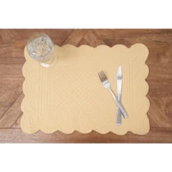 C&F Home Yellow Quilted Scalloped Edge Dining Placemats Set Of 6 All Seasons Spring, 13" X 19" -C&F Home GUEST ffcdff65 5f02 46be b5c9 25b0d005a7ba